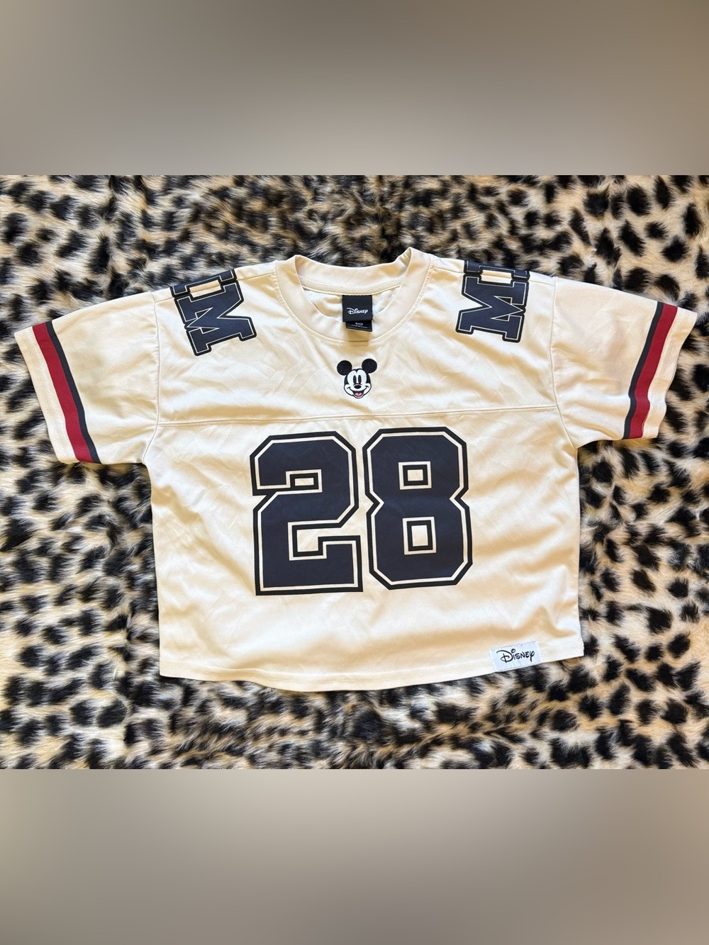 Disney Boxlunch Mickey Mouse #28 Varsity Football Jersey Cream Size M